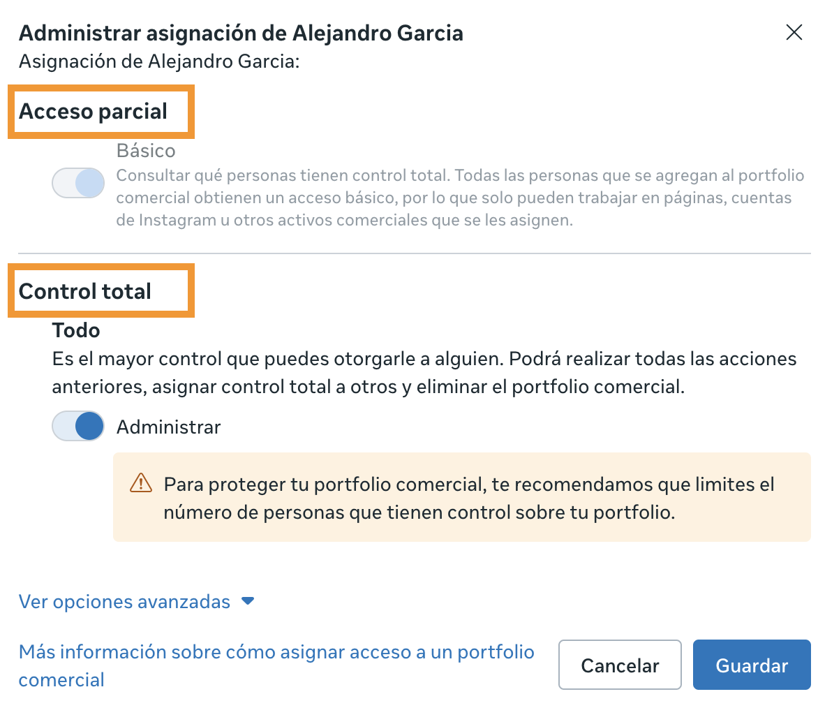 Accesos y permisos dentro del Meta Business Manager